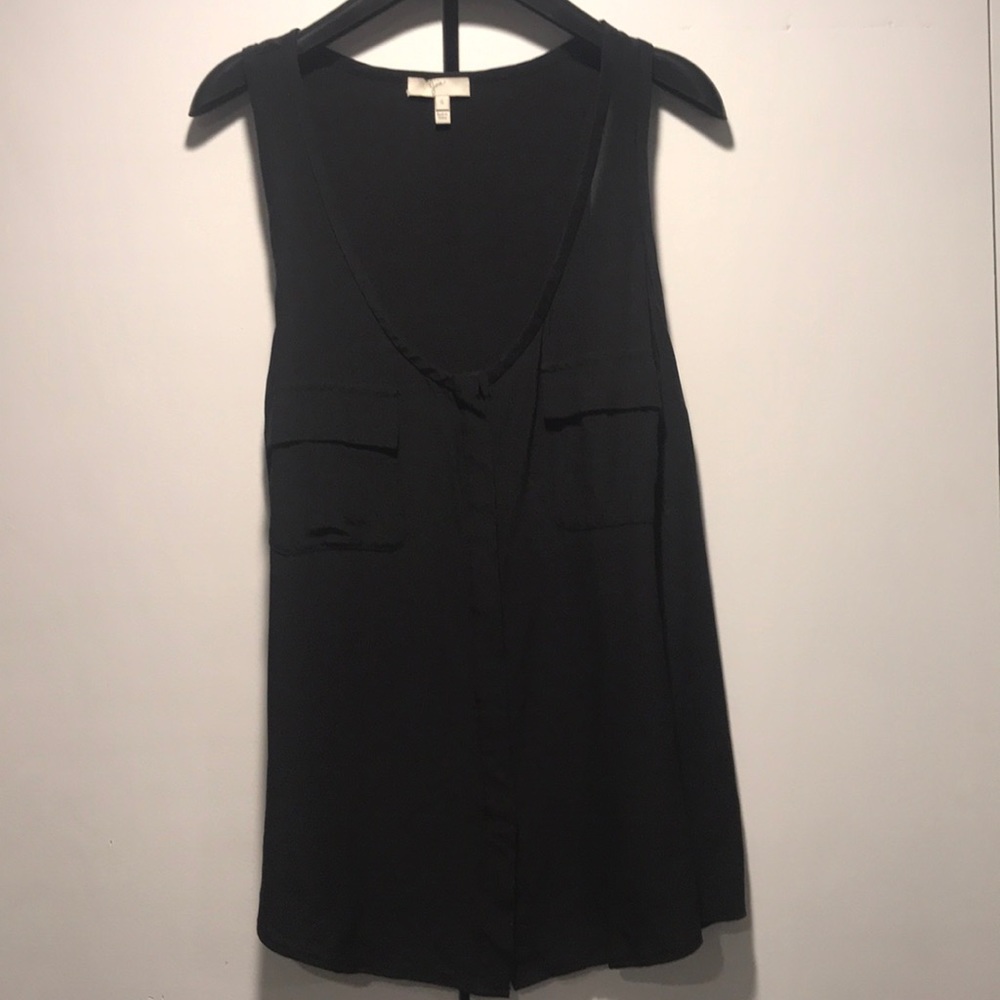 Black silk Joie racerback tank with pockets - S